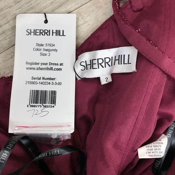 SHERRI HILL 51934 Burgundy Sequin Two Piece Formal Gown Size 2 - Picture 9 of 13